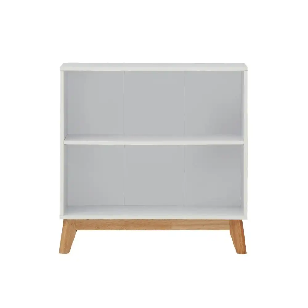 Minere 2-Tier Woodne Low Bookcase Display Shelf Cabinet White/Oak