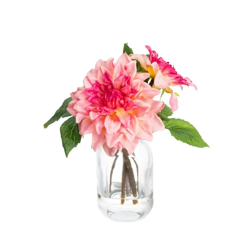 Glamorous Fusion Real Touch Hot Pink Dahlia 22cm Artificial Faux Plant Flower Decorative In Chanel Vase