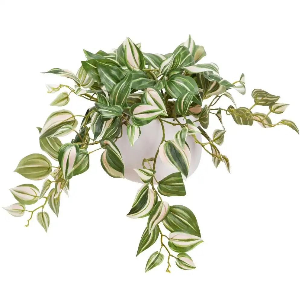 Glamorous Fusion Wandering Jew 32cm Artificial Faux Plant Decorative In Pot Green