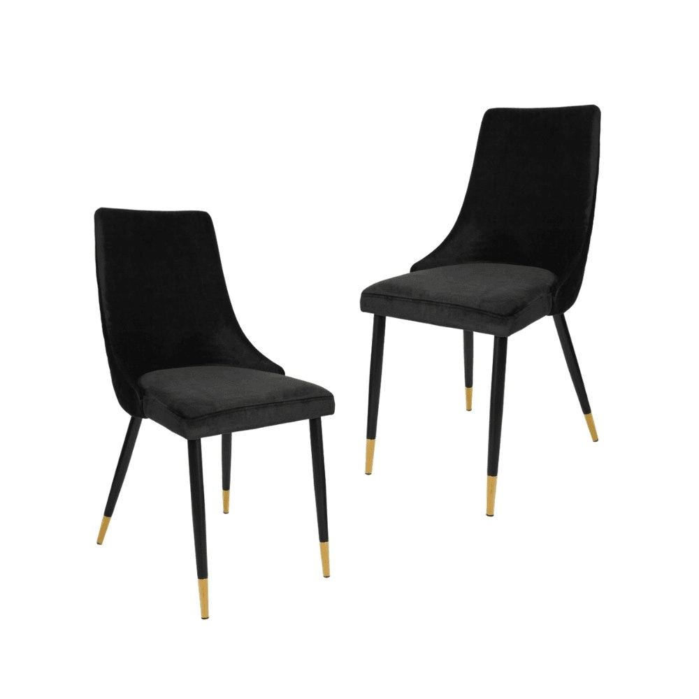 Raimon Furniture Set Of 2 Kira Velvet Fabric Modern Kitchen Dining Chair - Black