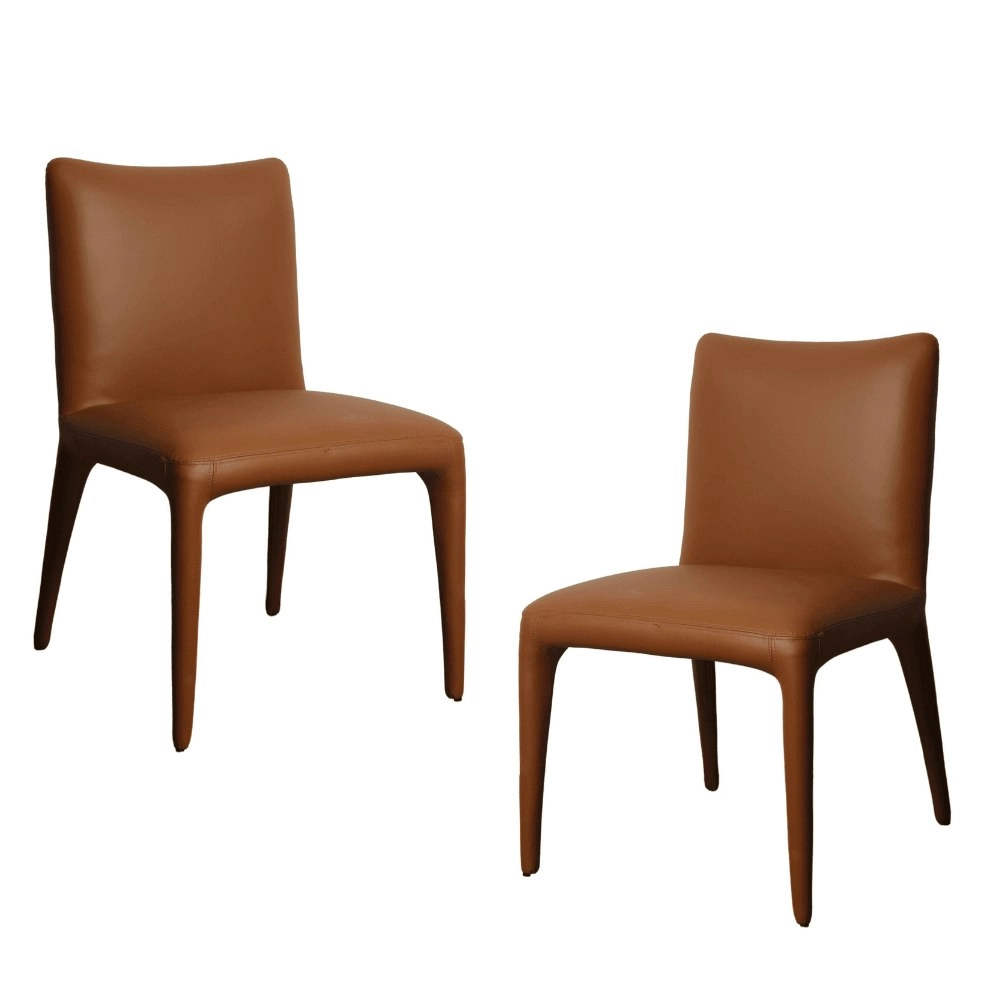 Raimon Furniture Set Of 2 Ludo Modern Eco Leather Kitchen Dining Chair - Tan