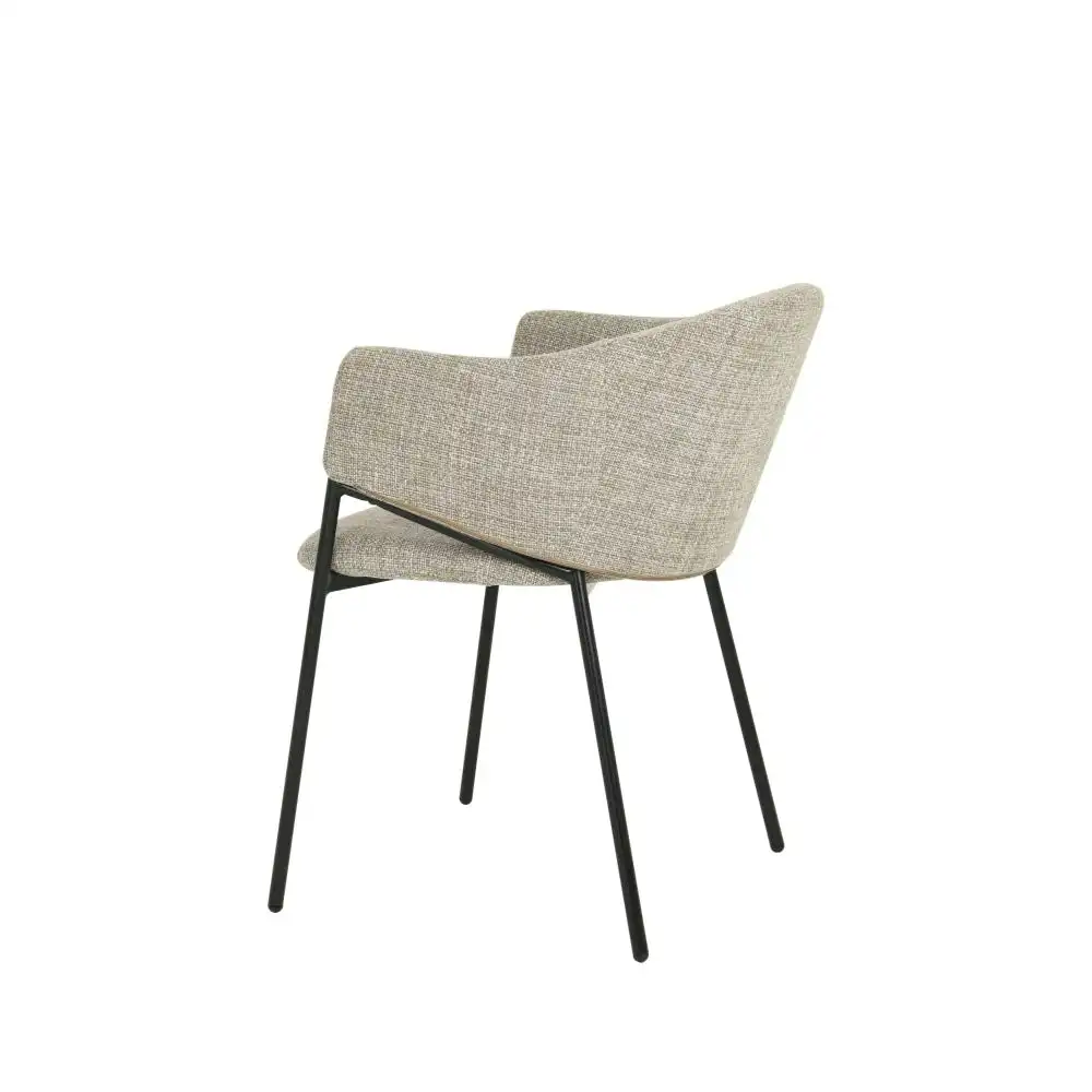 Raimon Furniture Set Of 2 Beren Textured Fabric Kitchen  Dining Arm Chair Metal Legs - Almond