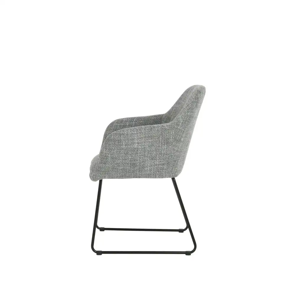 Raimon Furniture Set Of 2 Eleana Fabric Kitchen Dining Arm Chair Metal Legs - Grey
