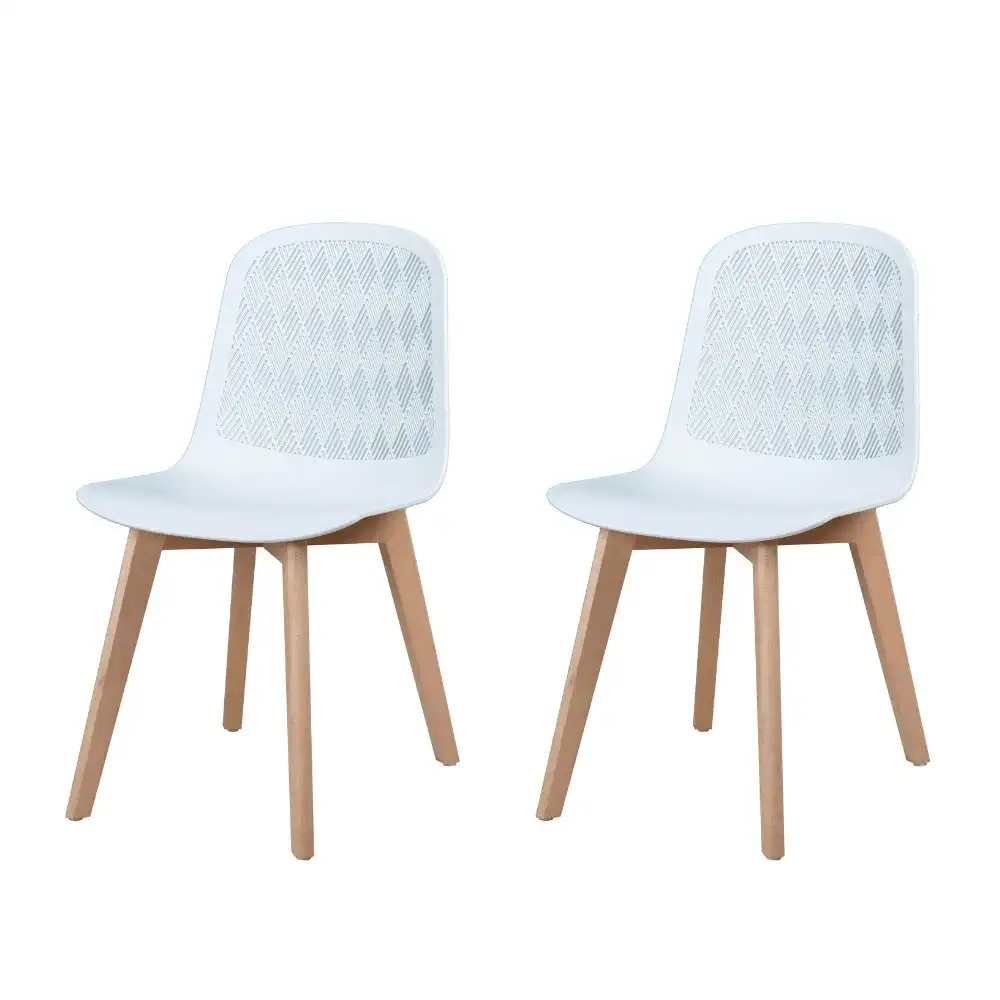 Design Square Set Of 2 Jonas PP Kitchen Dining Chairs Wooden Legs White/Oak