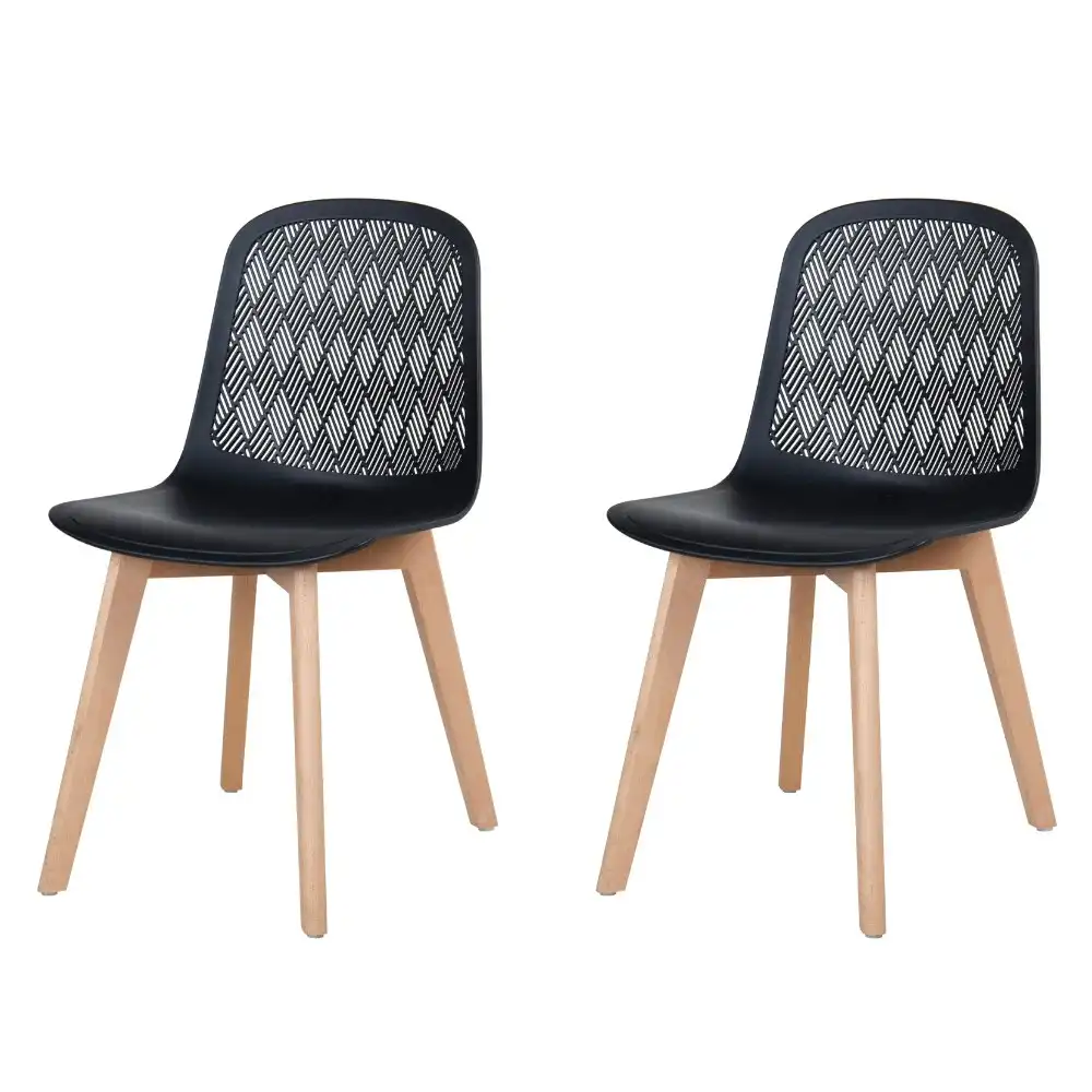 Design Square Set Of 2 Jonas PP Kitchen Dining Chairs Wooden Legs Black/Oak