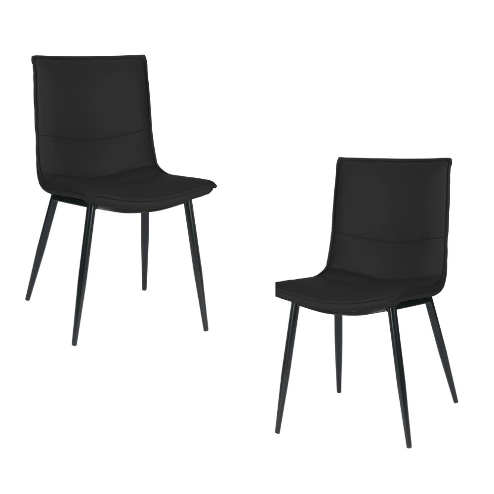 Raimon Furniture Set Of 2 Kairis Eco Leather Kitchen Dining Chair Metal Legs - Black