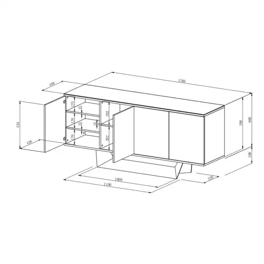 Raimon Furniture Arianna Modern Sideboard Buffet Unit Storage Cabinet Ceramic - Marmo / White