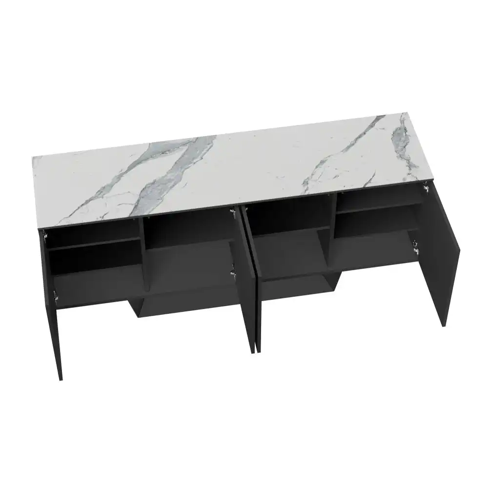 Arianna Modern Sideboard Buffet Unit Storage Cabinet Ceramic - Marmo / Black