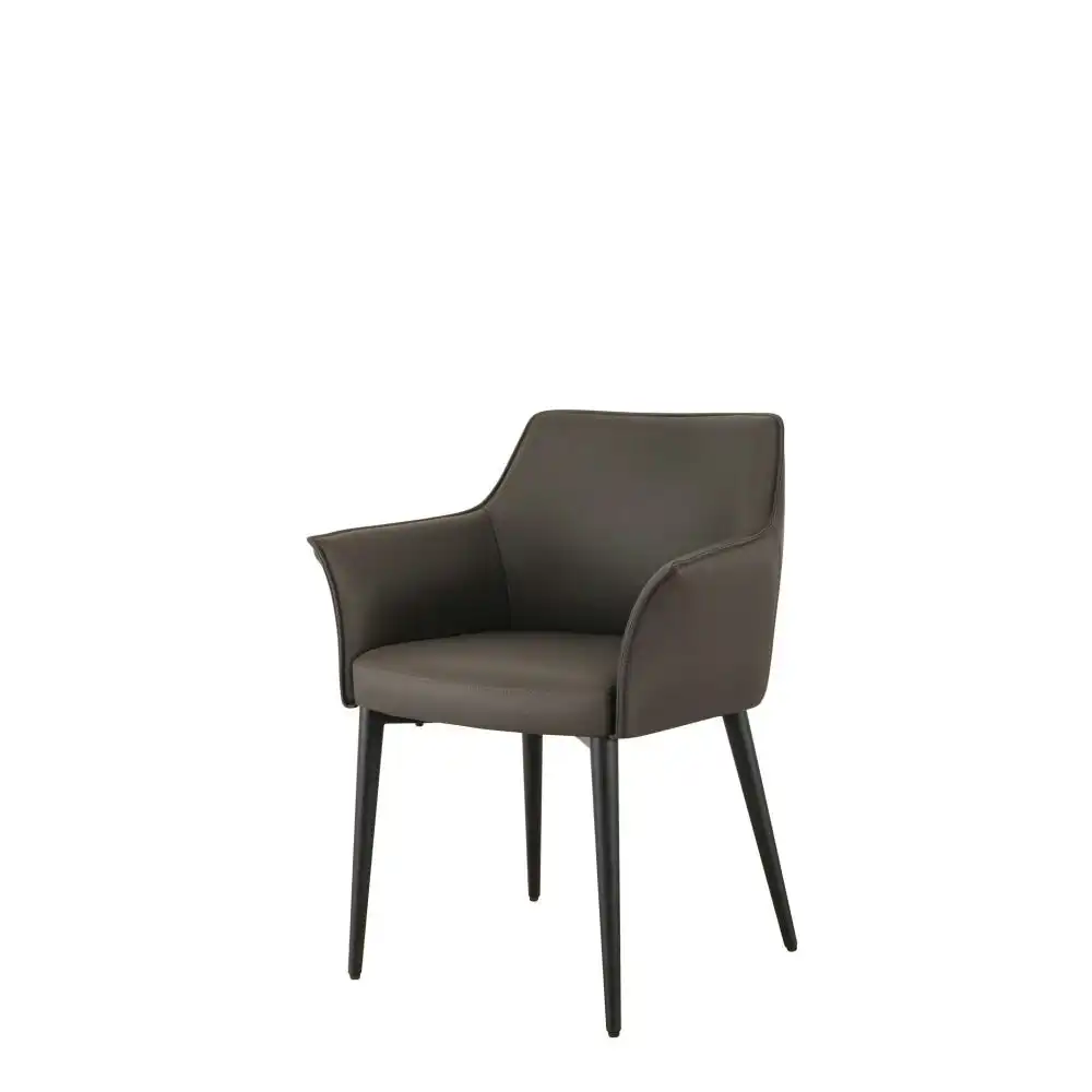 Raimon Furniture Set of 2 Dante Eco Leather Kitchen Dining ArmChair Metal Frame - Grey