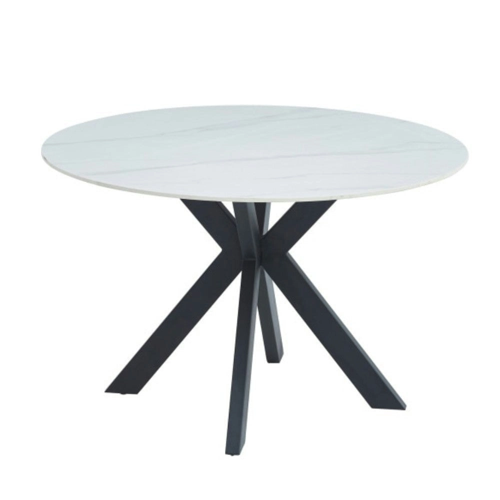 Raimon Furniture Callian Ceramic Marble Look Round Kitchen Dining Table 120cm - Snow White