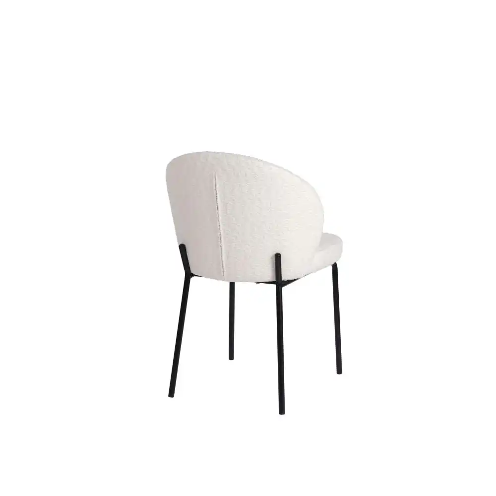 Raimon Furniture Set Of 2 Elena Modern Boucle Fabric Kitchen Dining Chairs Metal Frame - Ivory