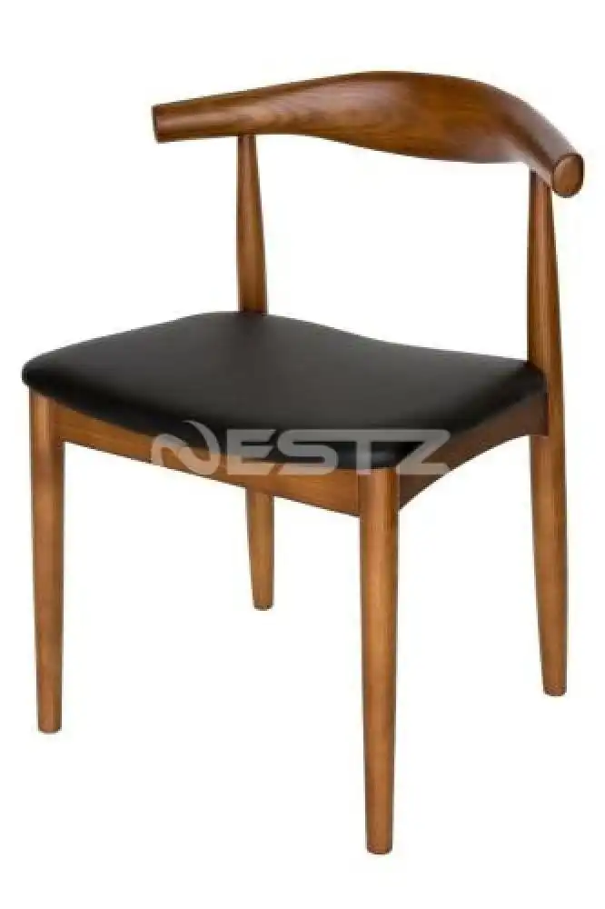 Set of 2 - Hans Wegner Replica CH20 Elbow Dining Chair - Walnut Frame - Black