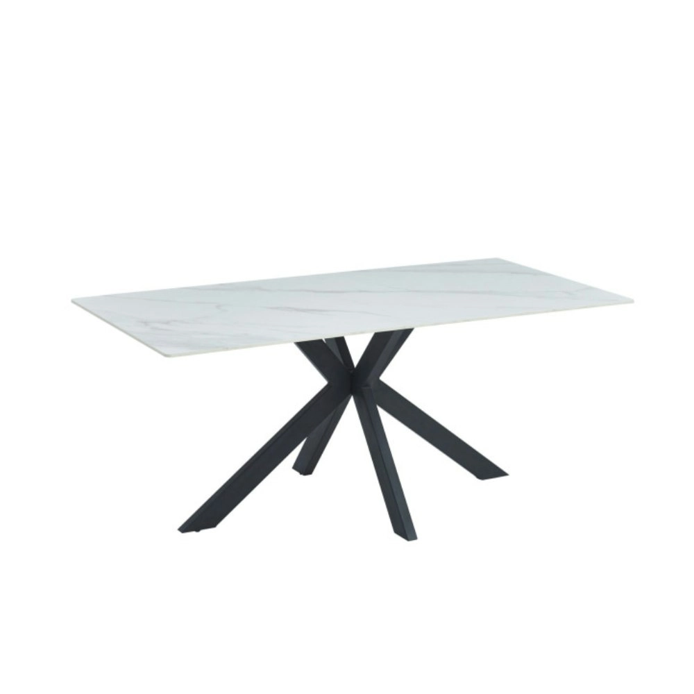 Raimon Furniture Randell Ceramic Marble Look Rectangle Kitchen Dining Table 180cm - Snow White