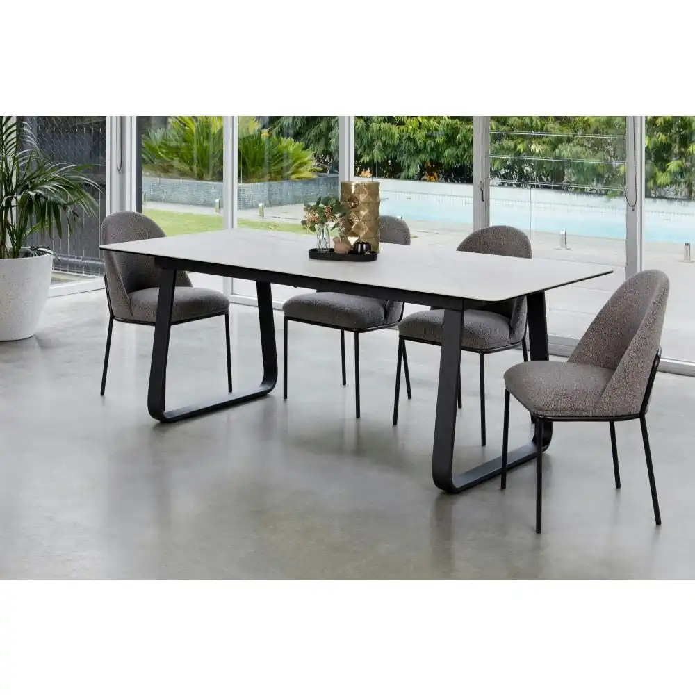 Raimon Furniture Jeolla Modern Rectangular Kitchen Dining Table Marmo Ceramic 210cm - White / Black