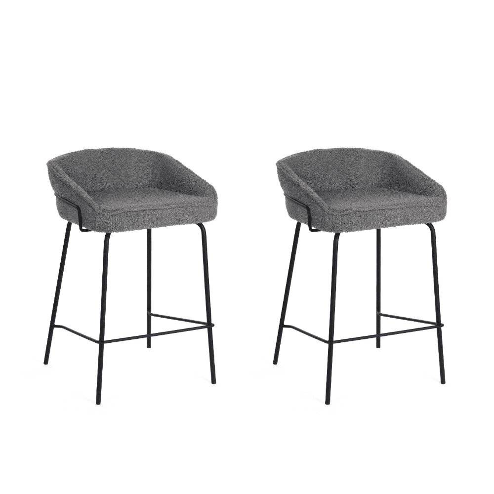 Raimon Furniture Set Of 2 Noemi Fabric Kitchen Counter Bar Stools 66cm Metal Frame - Seal