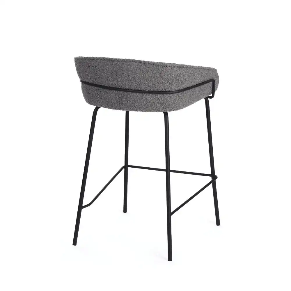 Raimon Furniture Set Of 2 Noemi Fabric Kitchen Counter Bar Stools 66cm Metal Frame - Seal