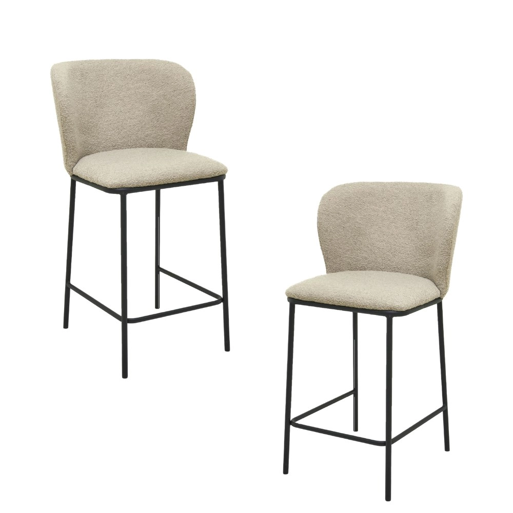 Raimon Furniture Set Of 2 Paolo Modern Boucle Fabric Kitchen Counter Bar Stool - Latte