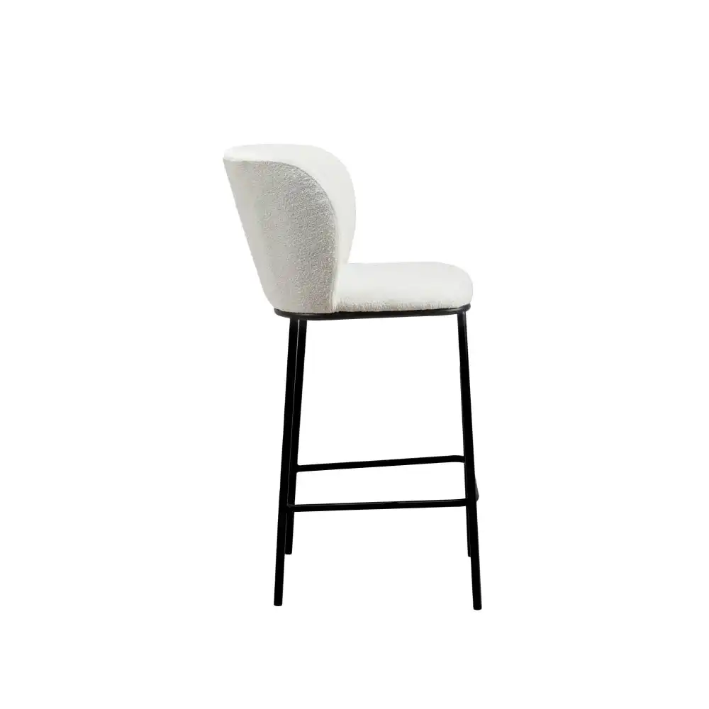 Raimon Furniture Set Of 2 Paolo Modern Boucle Fabric Kitchen Counter Bar Stool - White