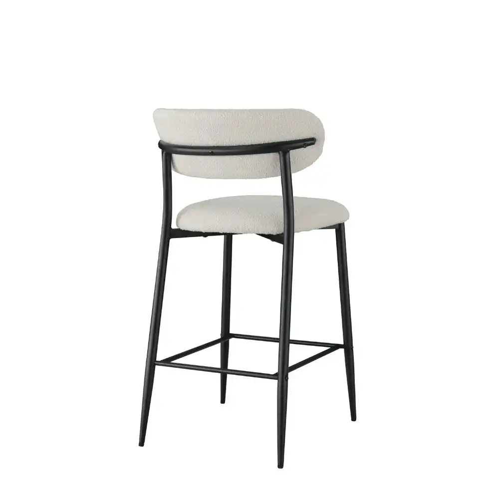 Raimon Furniture Set Of 2 Gio Modern Boucle Fabric Kitchen Counter Bar Stool 66cm - Off White