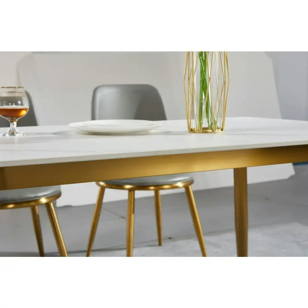 Our Home Eniko Rectangular Sintered Stone Dining Table 160cm - Gold & White