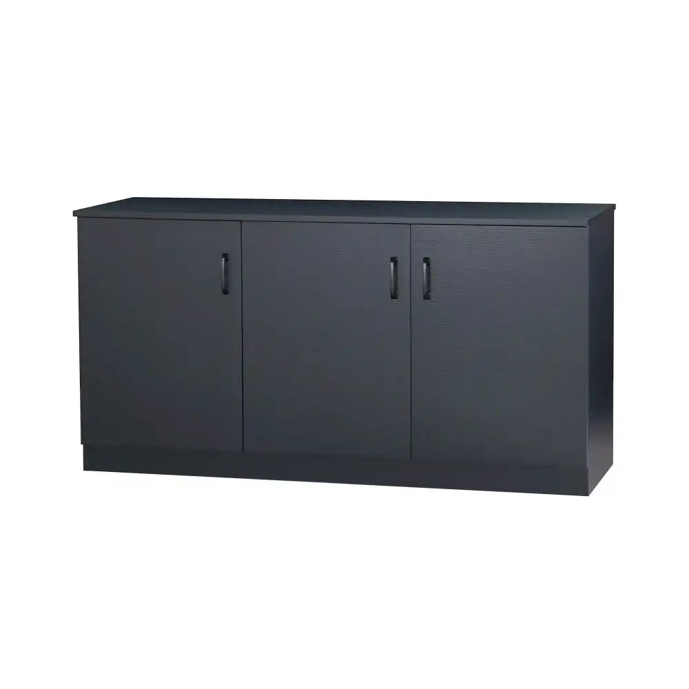 Maestro Furniture Dallas Large Wooden 3-Door Sideboard Buffet Unit Storage Cabinet Black Oak