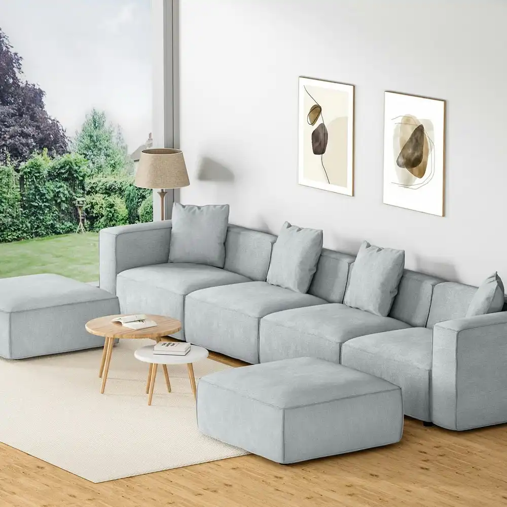 Artiss Modular Sofa Chaise Set 6-Seater Grey