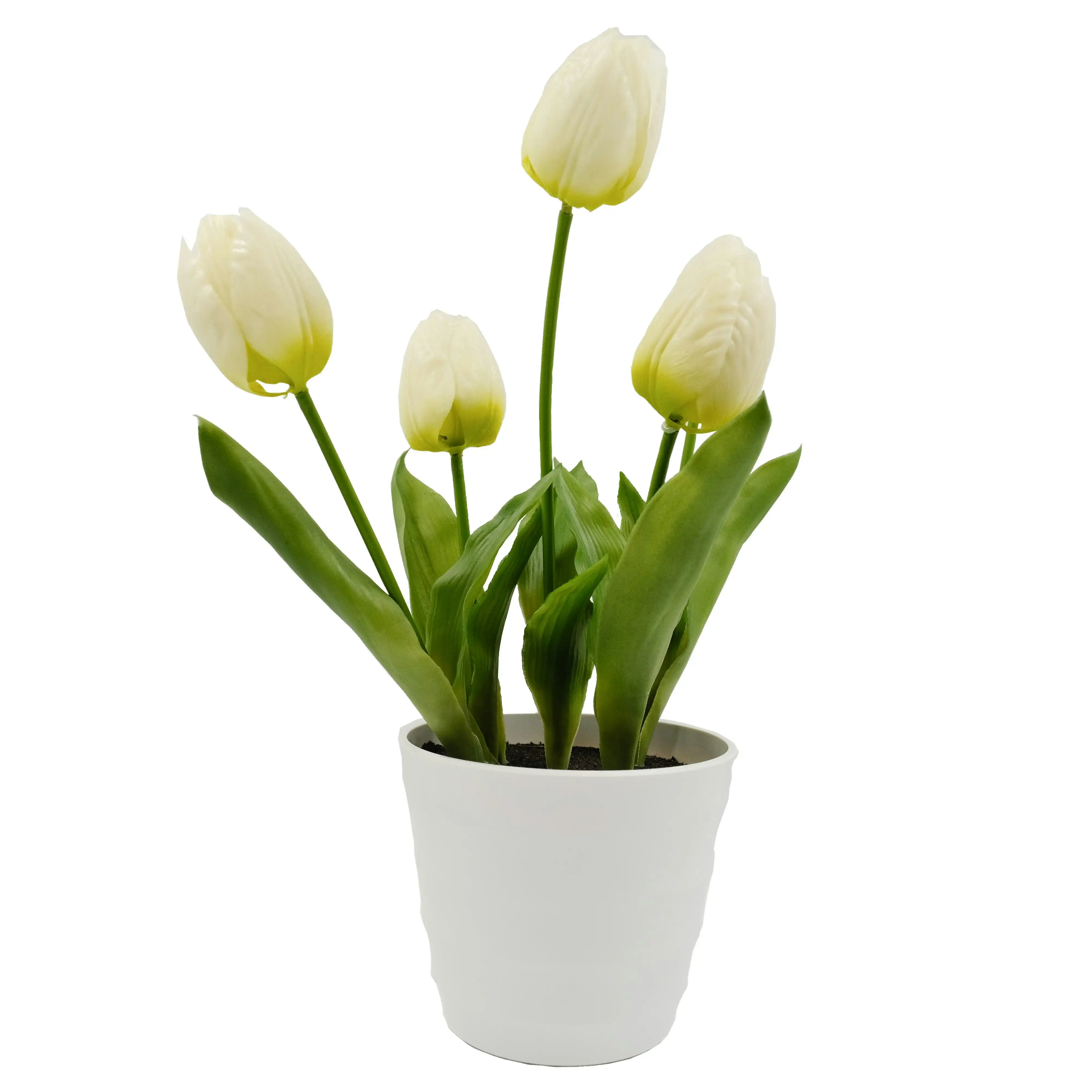 Artificial White Tulip Flowers Plant in White Pot 48cm