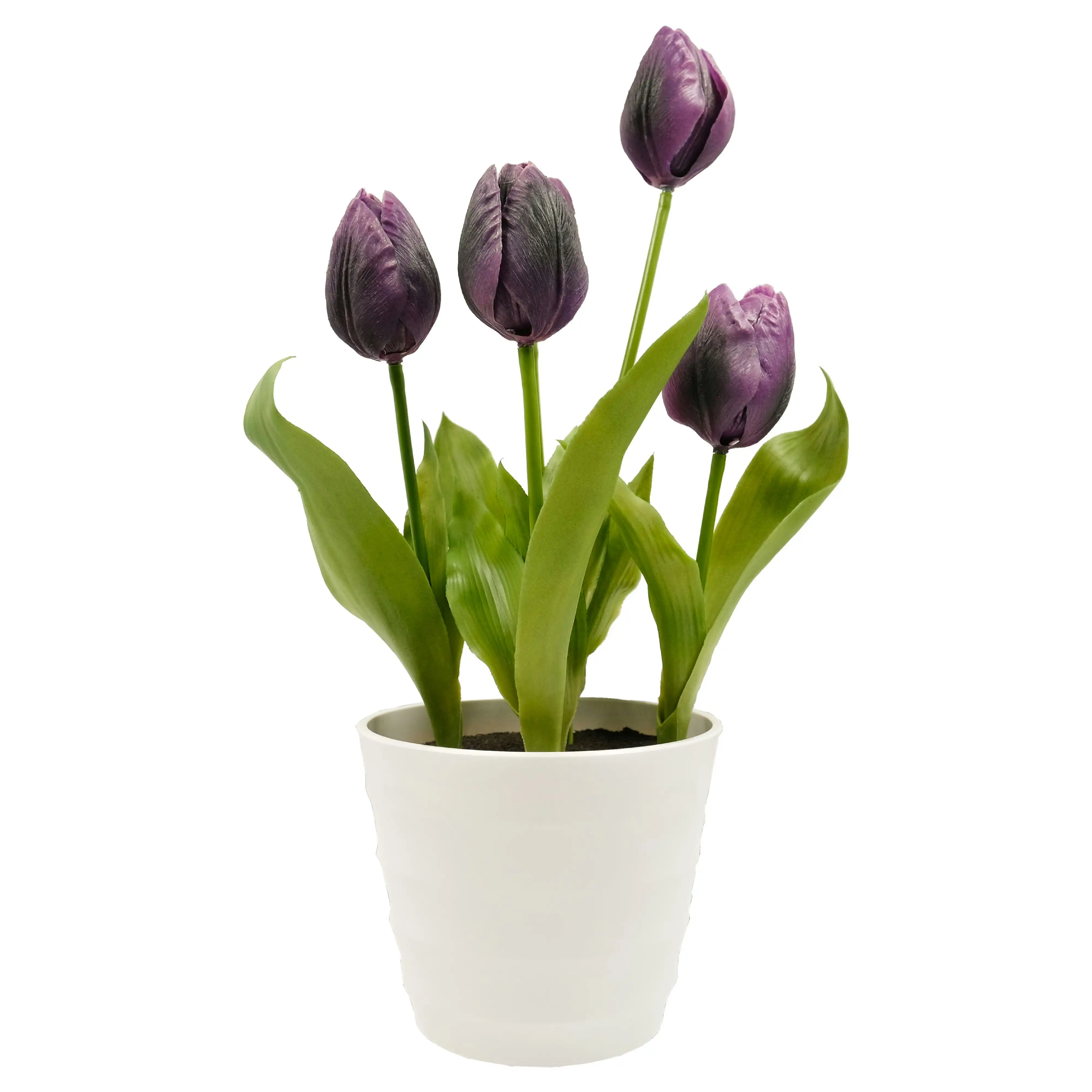 Artificial Purple Tulip Flowers Plant in White Pot 48cm