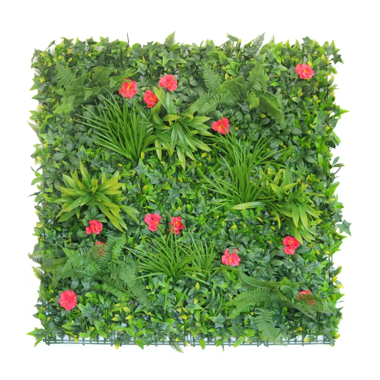 Artificial Hedge - Red Flower - 100 x 100cm