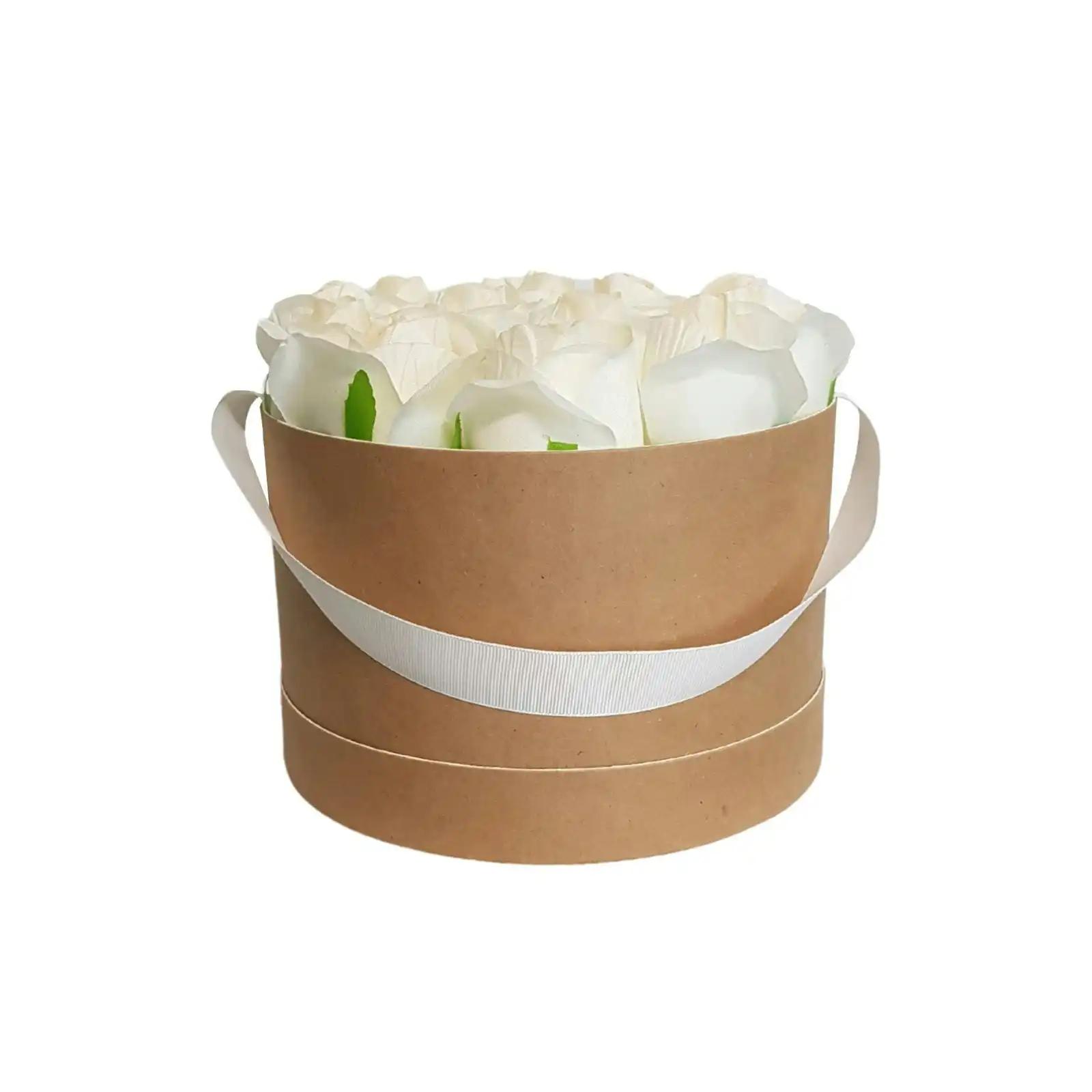 Artificial White Rose Flower Stems Gift Box 17cm