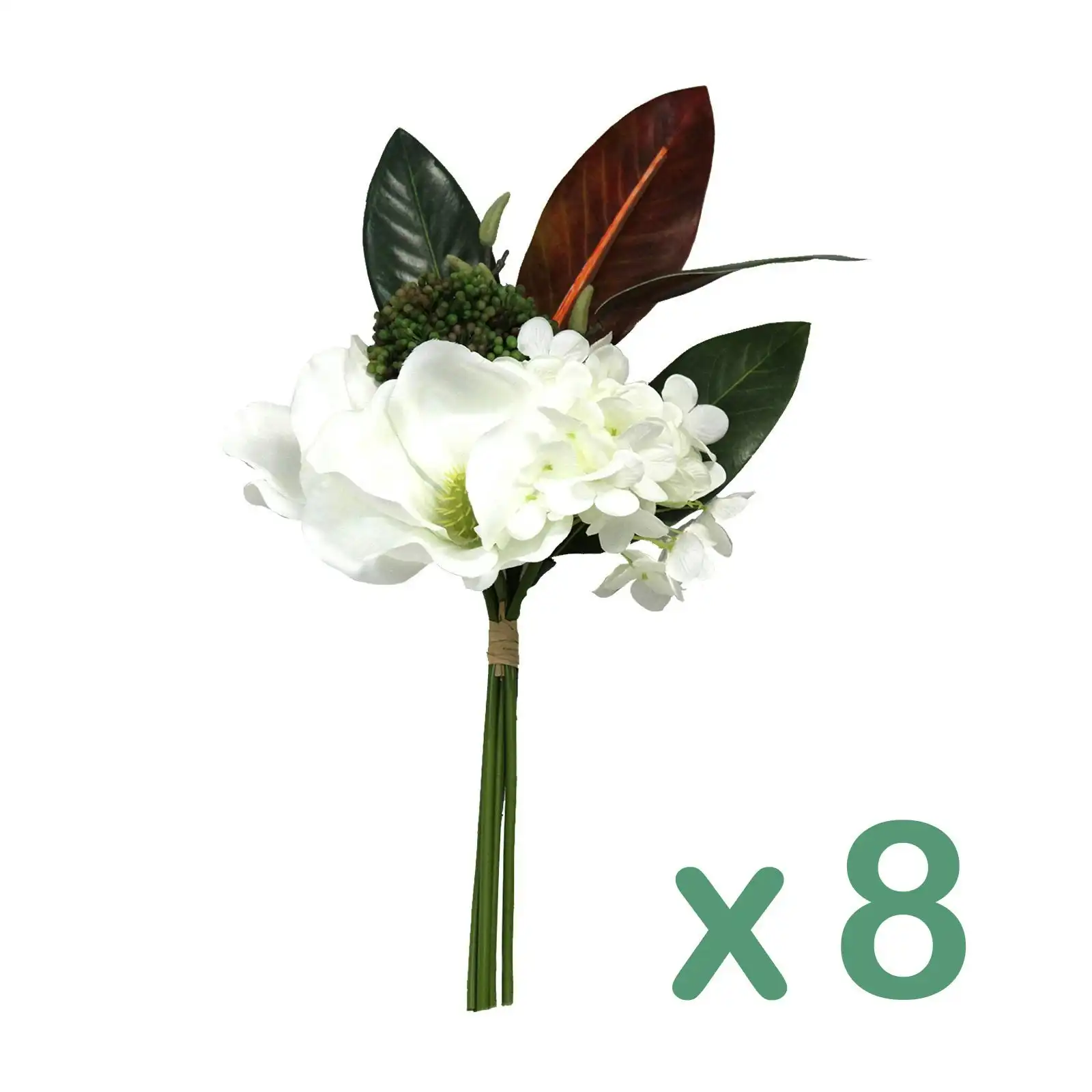 Carton of 8 - Artificial Flowers - Bouquet Magnolia - White 40cm