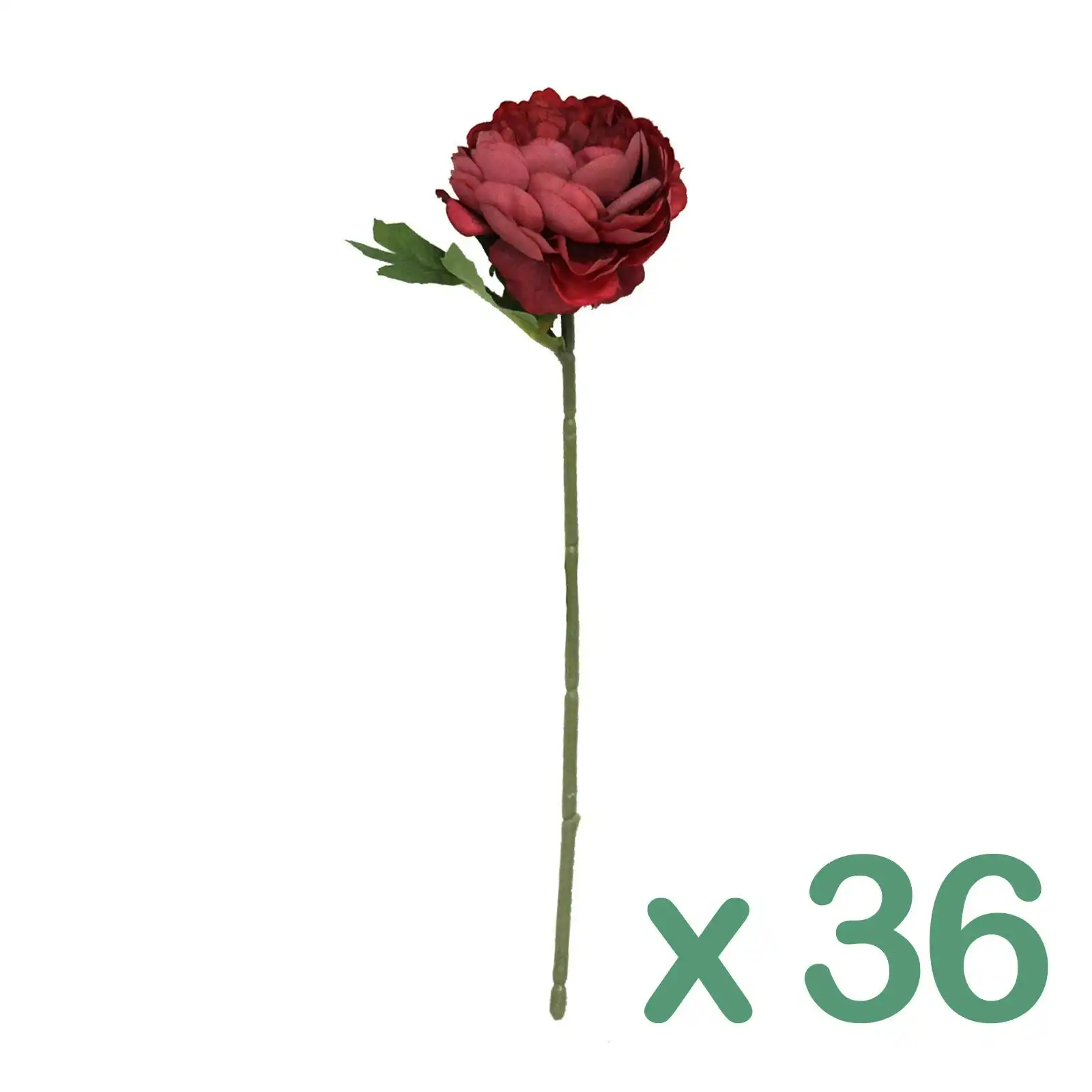 36 Stems of Artificial Peony Flowers in Red 30cm