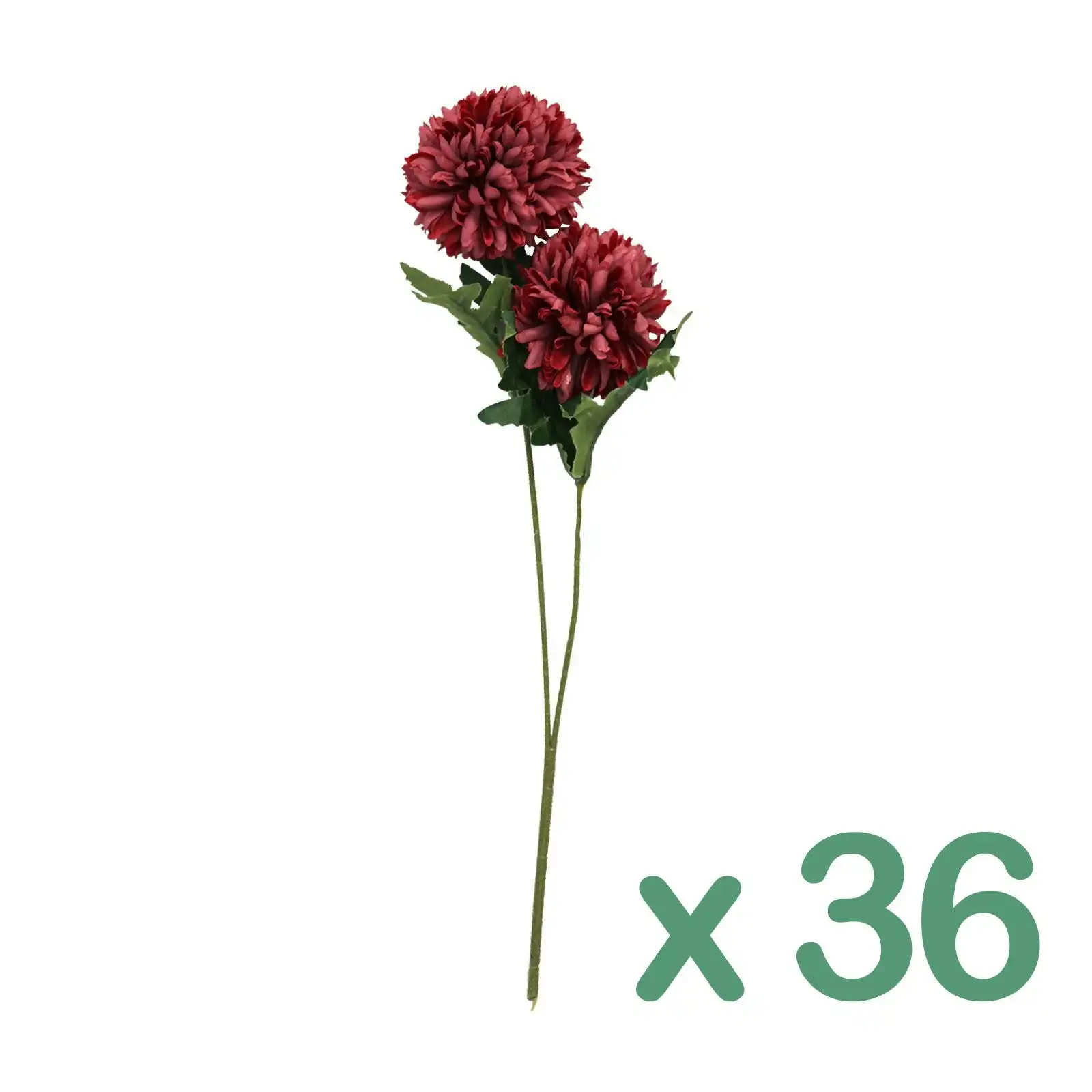 Carton of 36 - Artificial Flowers - Dahlia Twin - Red 35cm