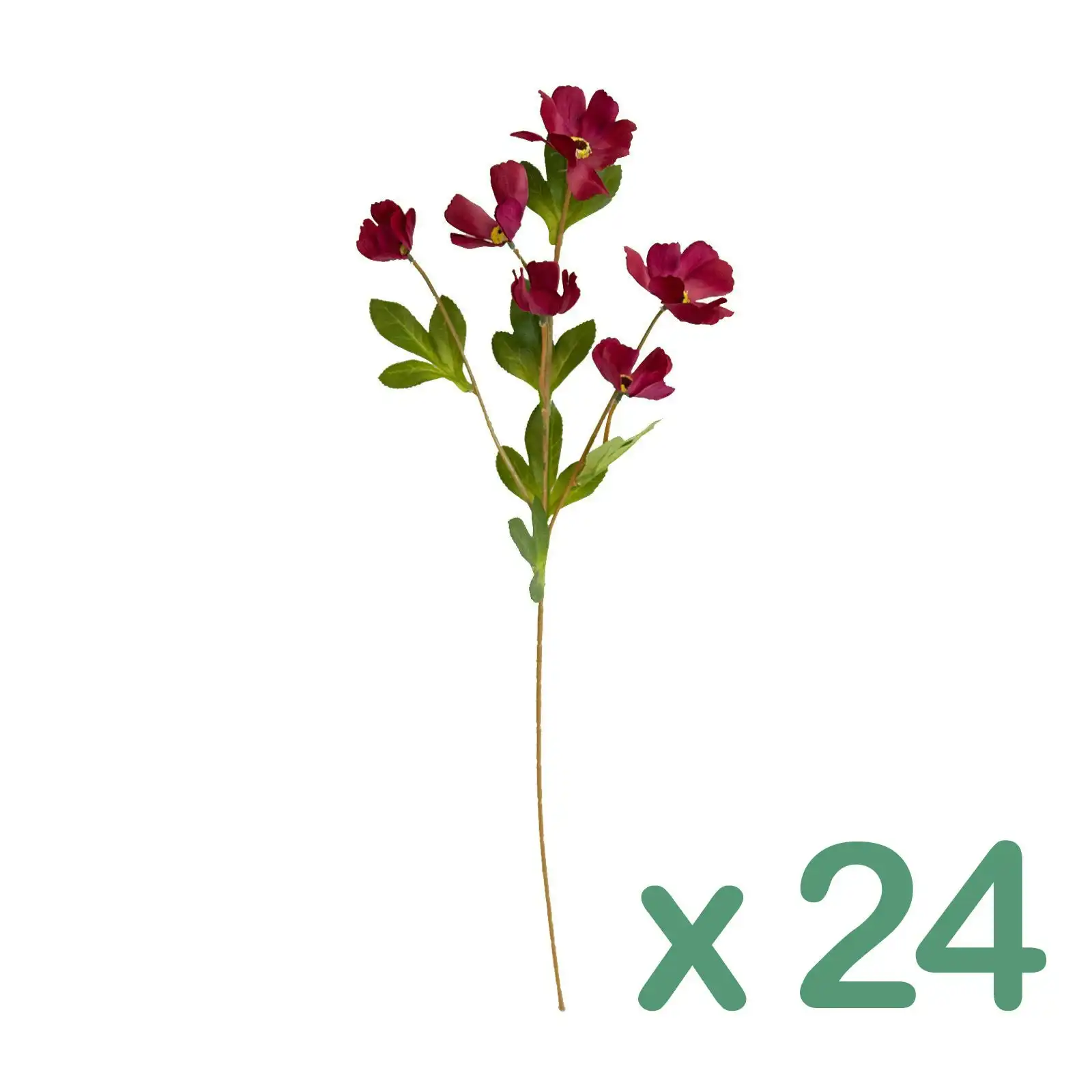 Carton of 24 - Artificial Flowers - Wild Poppy - RED 60cm