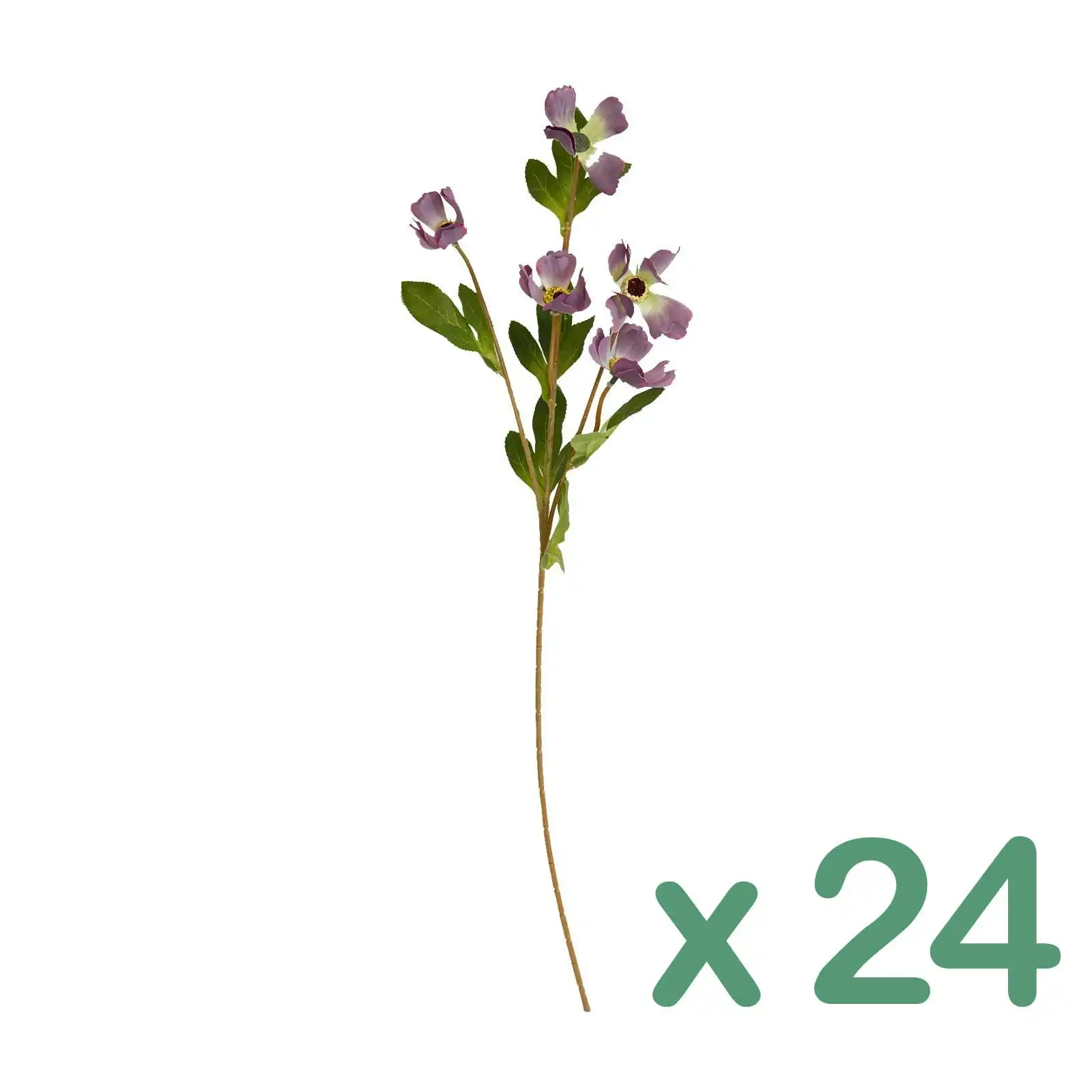 Carton of 24 - Artificial Flowers - Wild Poppy PURPLE 60cm