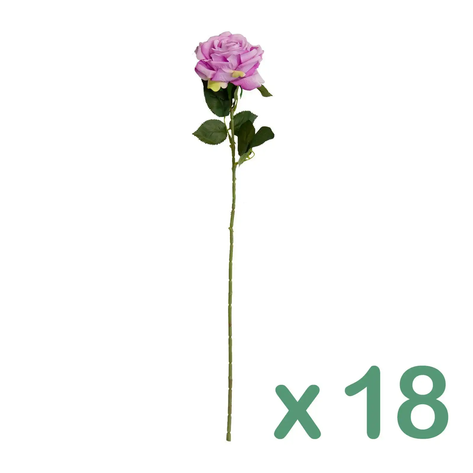 18 Stems of Artificial Velvet Rose Flowers in Purple 75cm