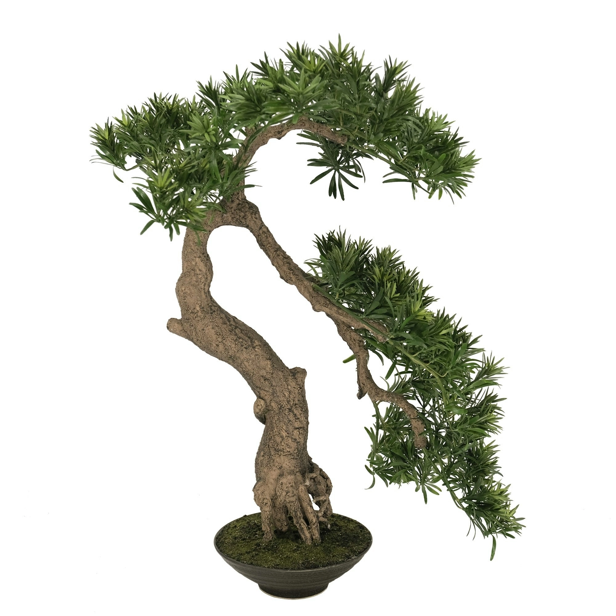 Artificial Plant Buddhist Pine Bonsai - Semi-Cascade (han kengai) 75cm