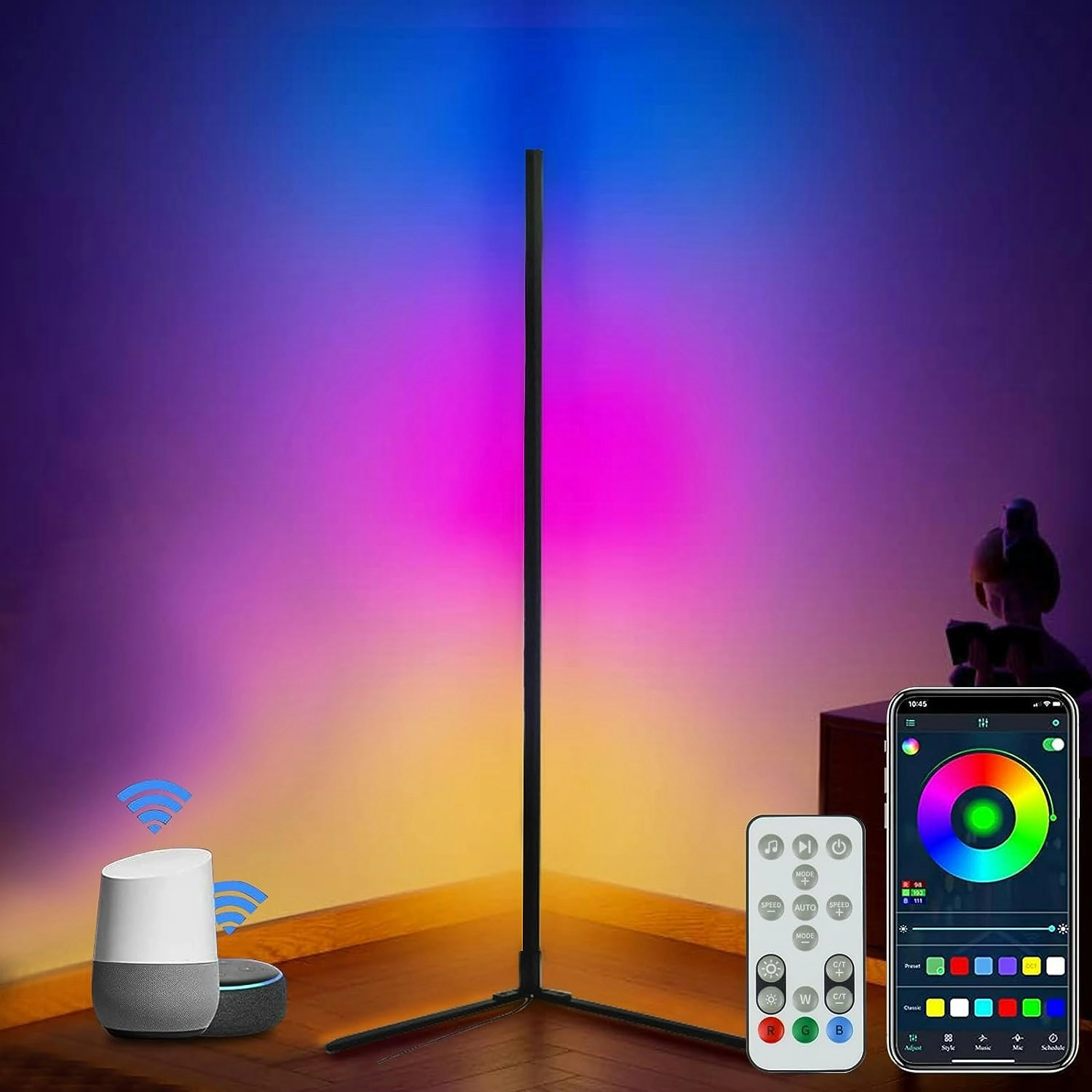 RGB LED Floor Lamp, Smart Modern, Stand Light