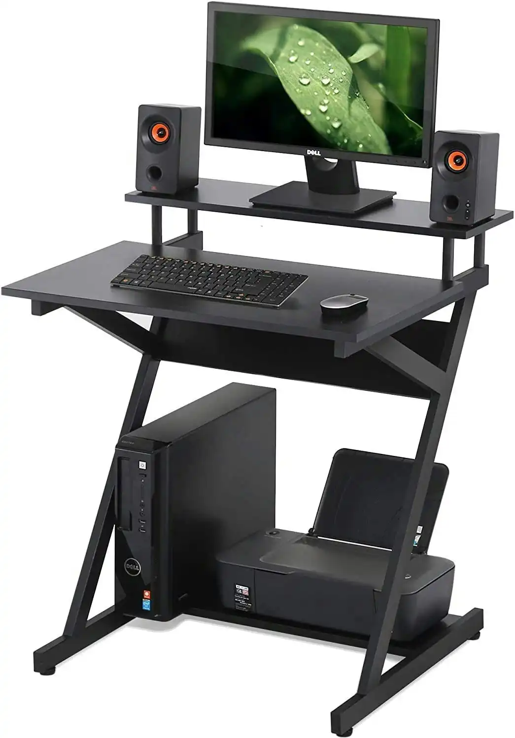 Computer Desk with Monitor Riser and storage, 70cm, (Black)
