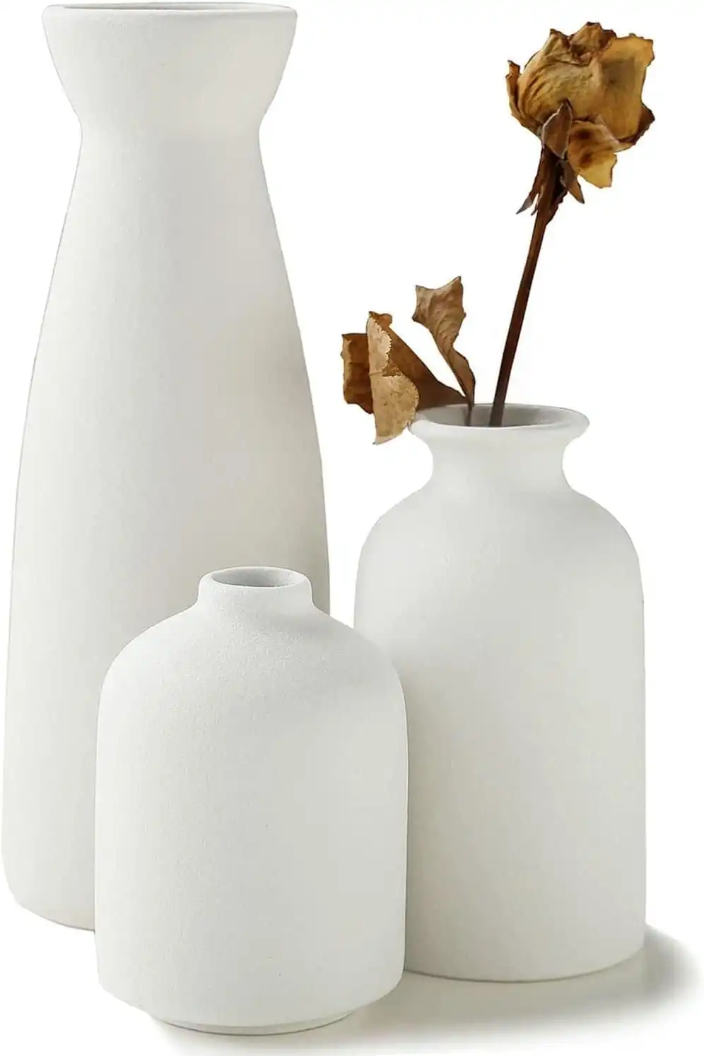 Ceramic Set of 3 Modern White Vases for Home DÃƒÂ©cor
