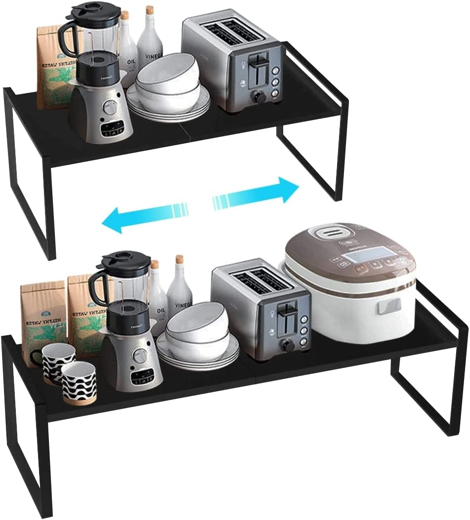 Expandable Cabinet Shelf Organizers, 18 cm (Black)