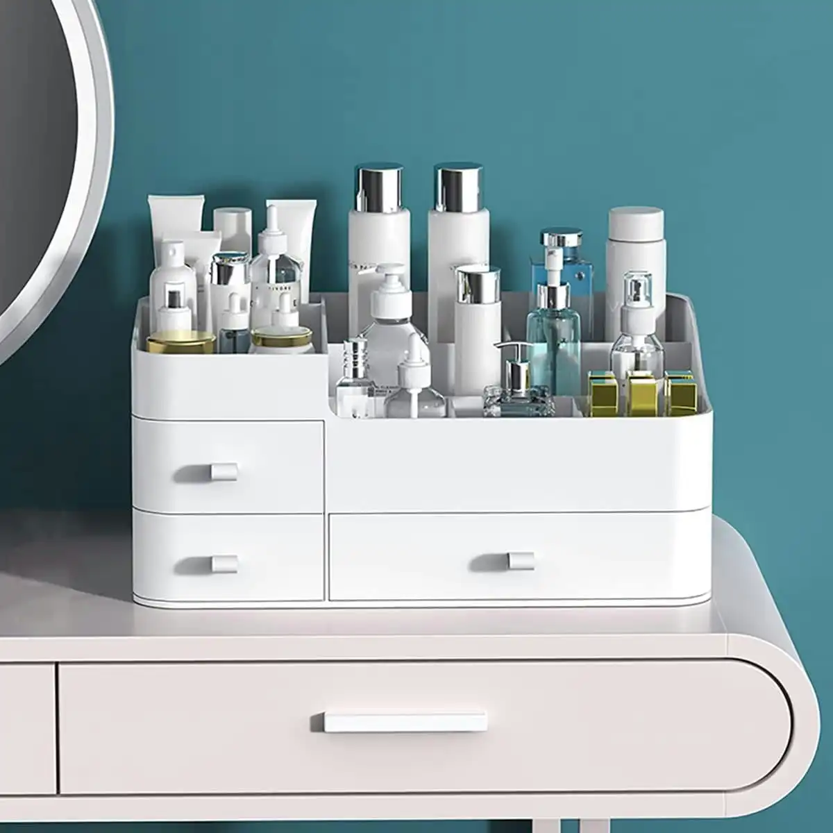 Makeup Organizer Drawers Countertop Cosmetics, White