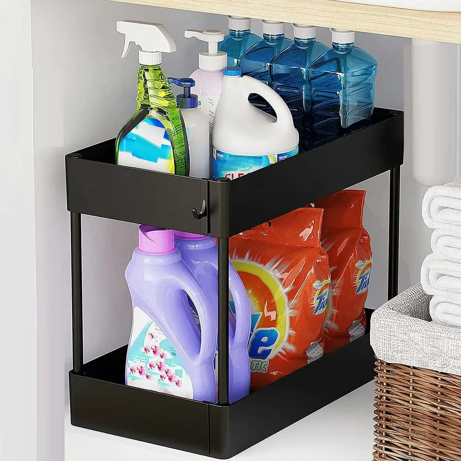 2 Tier Multi-Purpose Under Sink Organizer Shelf Storage Rack for Bathroom and Kitchen