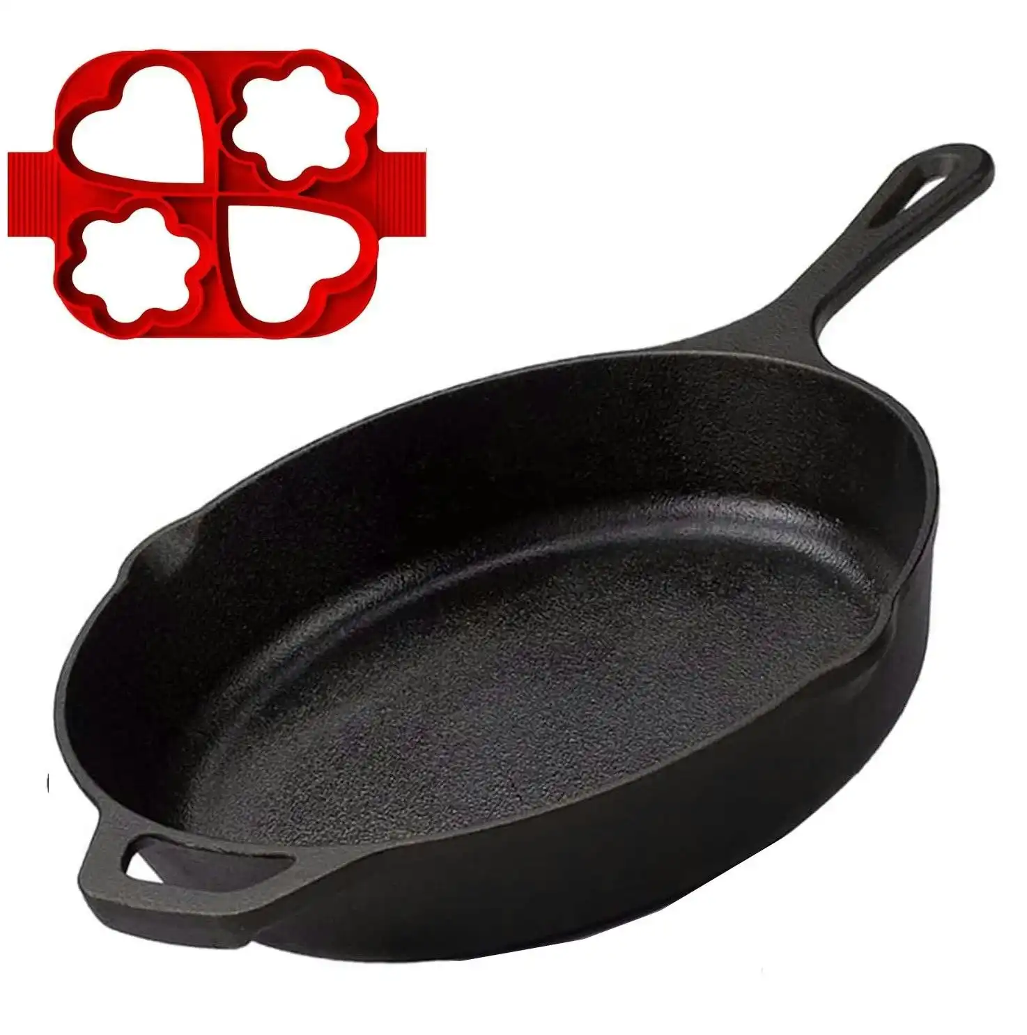 Cast Iron Pan Skillet 30cm Egg Ring Silicone