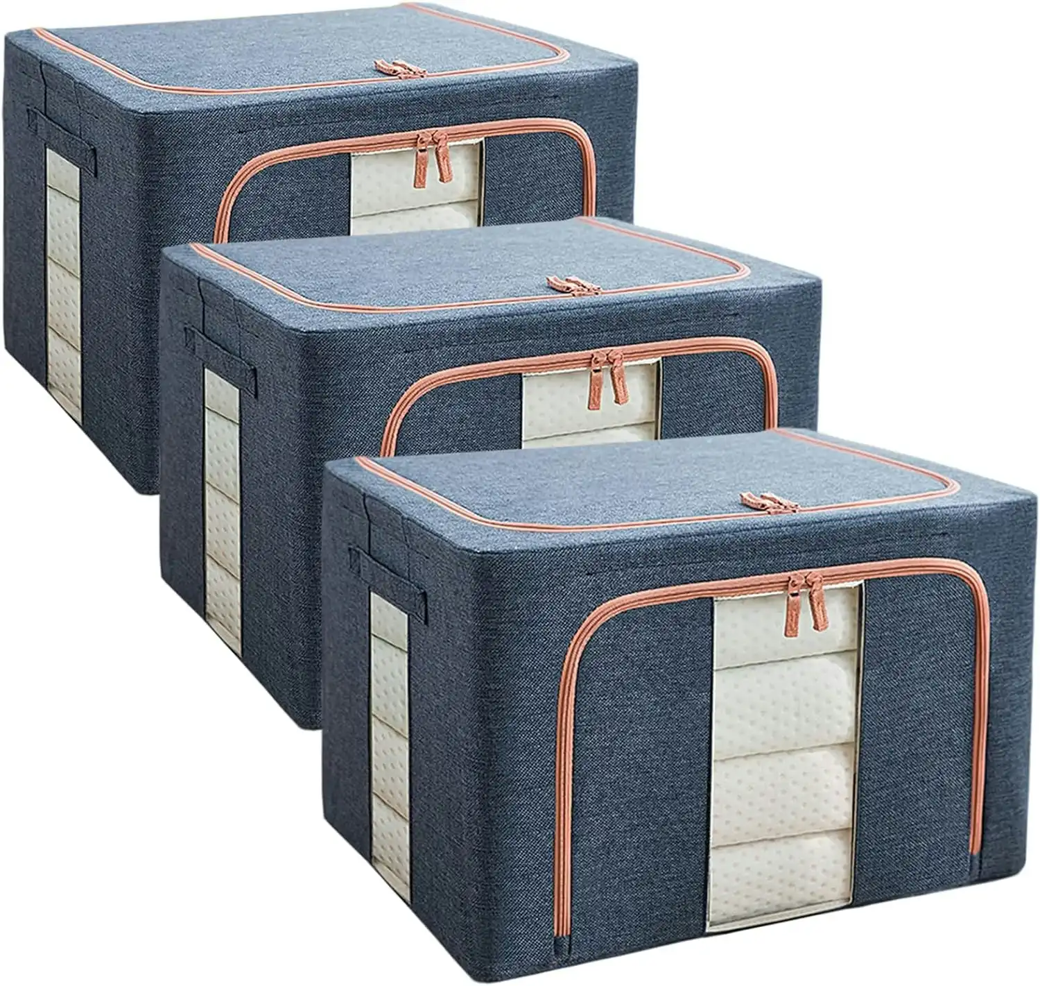 Storage Bins Closet Organizers 3Pack 72L Purple Comforters Blankets