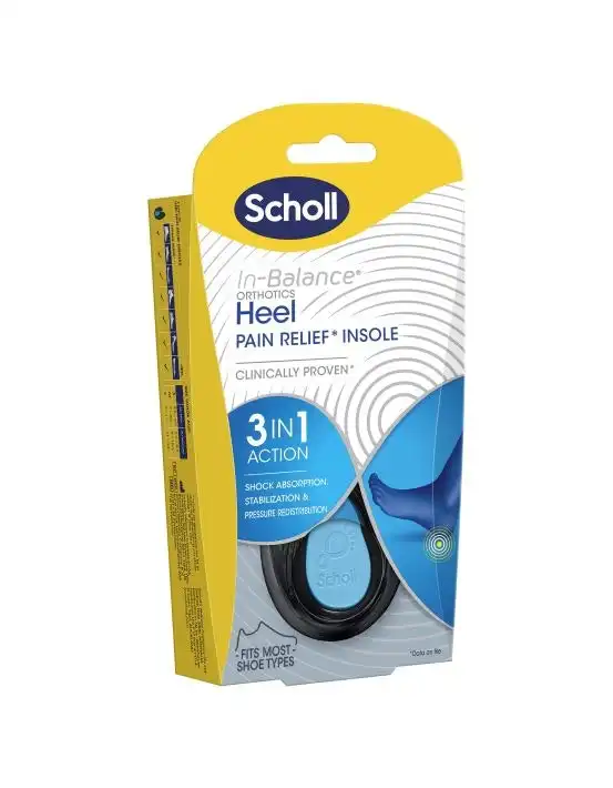 Scholl In-Balance Heel Orthotic Insole Large Size 9 - 11 1 Pair