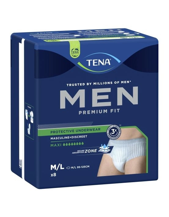 TENA Men Discreet Protection Protective Underwear Level 4 Maxi 8 Pack