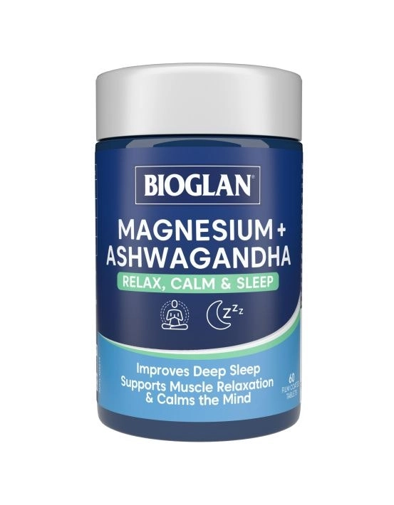 Bioglan Magnesium + Ashwagandha Relax Calm & Sleep 60 Tablets