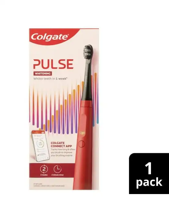 Colgate Pulse Series 1 Connected Rechargeable Whitening Electric Toothbrush, 1 Pack with Refill Head
