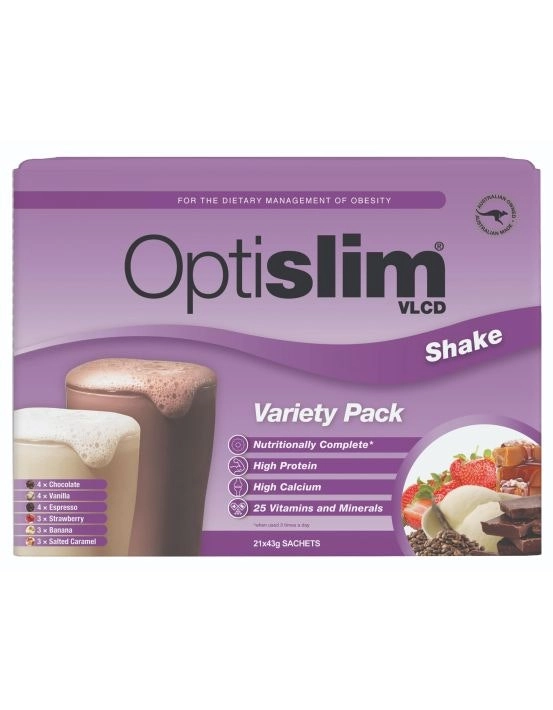 OptiSlim VLCD Meal Replacement Shake Variety Pack 21x43g Sachets